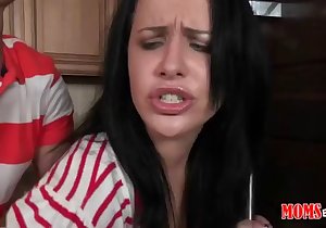 Two dark-haired women sharing a guy's hot cock