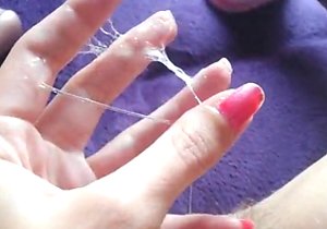 Hairy pussy hoe rubbing her hirsute hole here