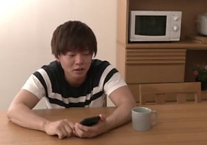 Leggy Japanese housewife gets her tits worshipped