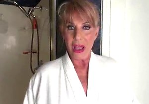 Soapy old slut showing off her body in the shower