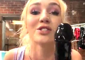 Blond-haired size queen is obsessed with her new BBC toy
