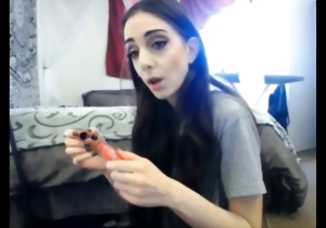 Raven-haired angel shows off her accurate naked soles